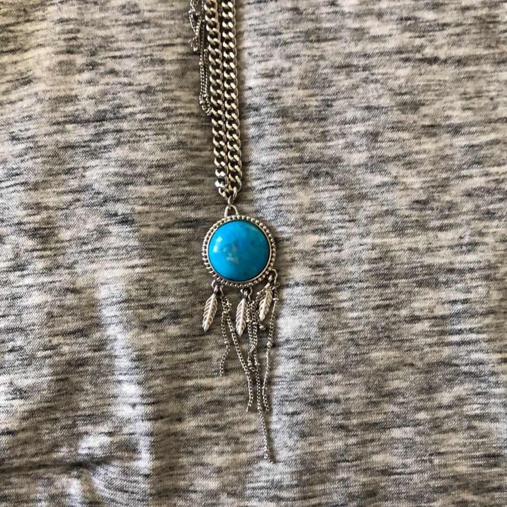 AEO Turquoise Silver Dream Catcher Necklace